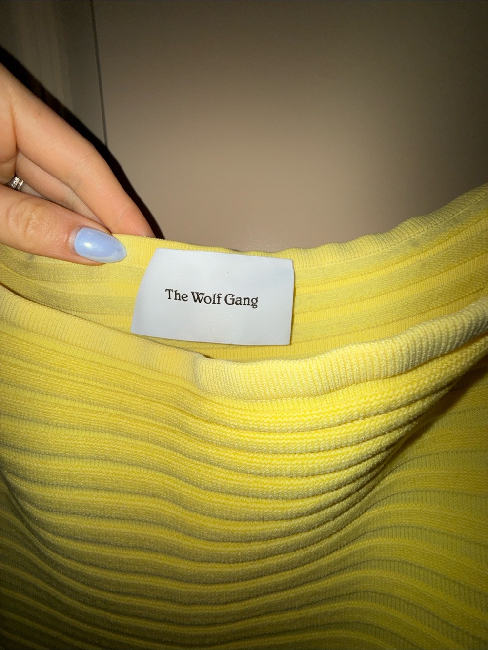 The Wolf Gang Strapless Ribbed Maxi Dress in Soft Yellow - Picture 3 of 7